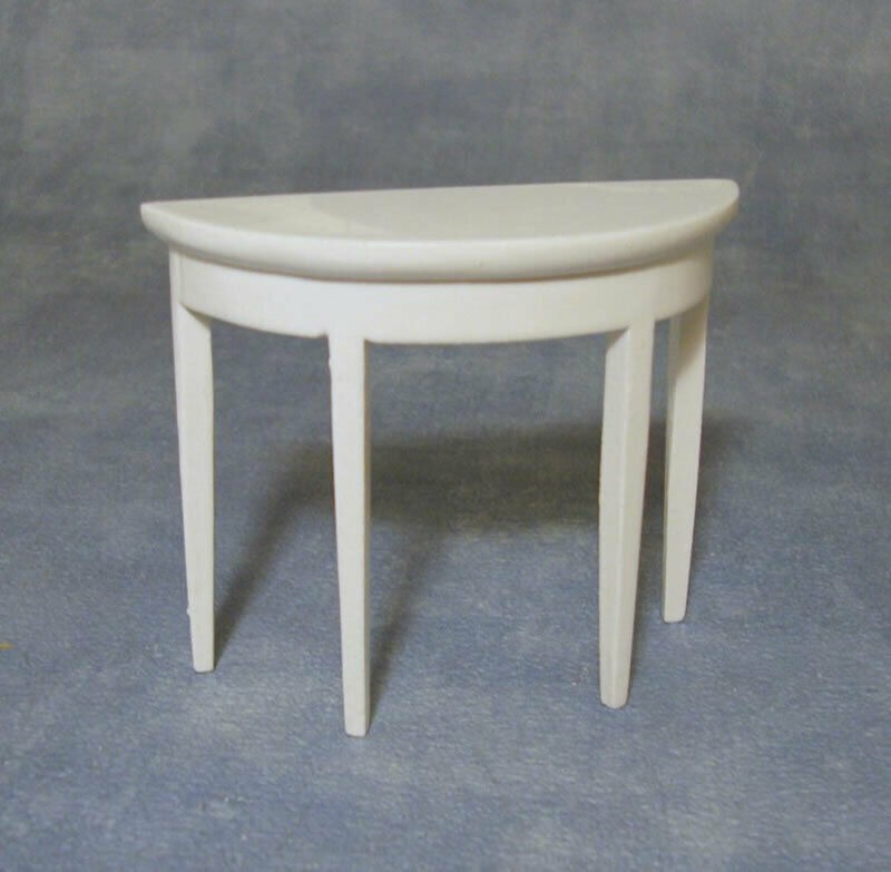 White Half Moon Side Table, Dolls House Miniature