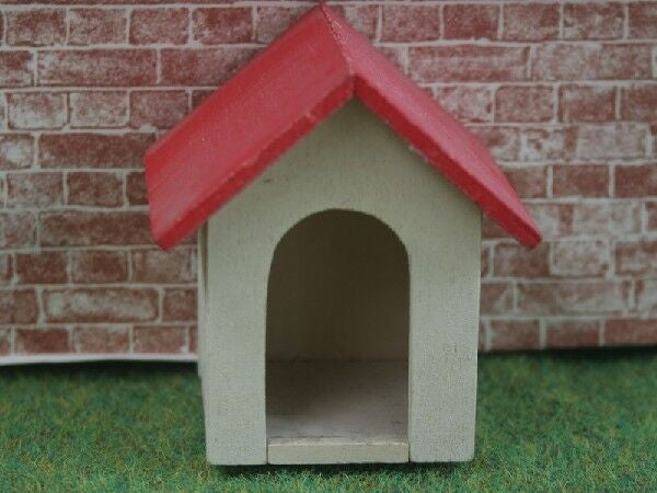 Dog Kennel Red Roof, Dolls House Miniatures, Pets Garden