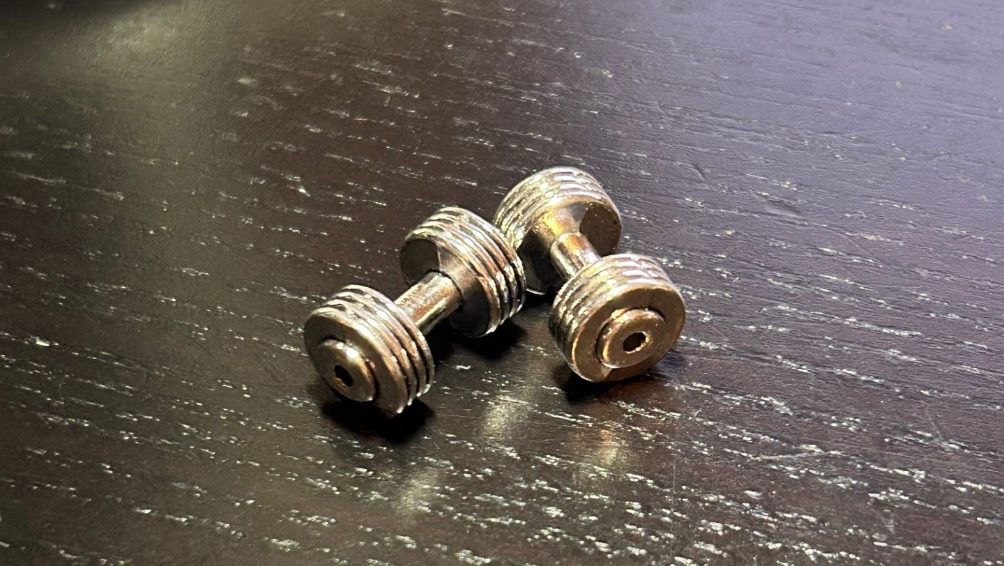 Gym Weights, Dumbbells & Kettlebell, Dolls House Miniatures, 1.12 Scale