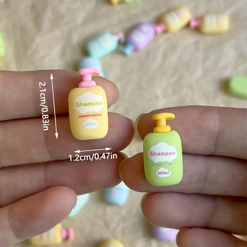 5 Random Shampoo Bottles, Dolls House Bathroom Accessory, Miniature Bottles