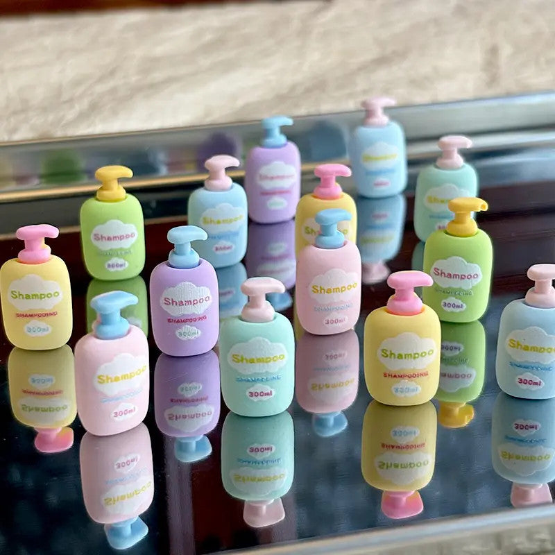 5 Random Shampoo Bottles, Dolls House Bathroom Accessory, Miniature Bottles