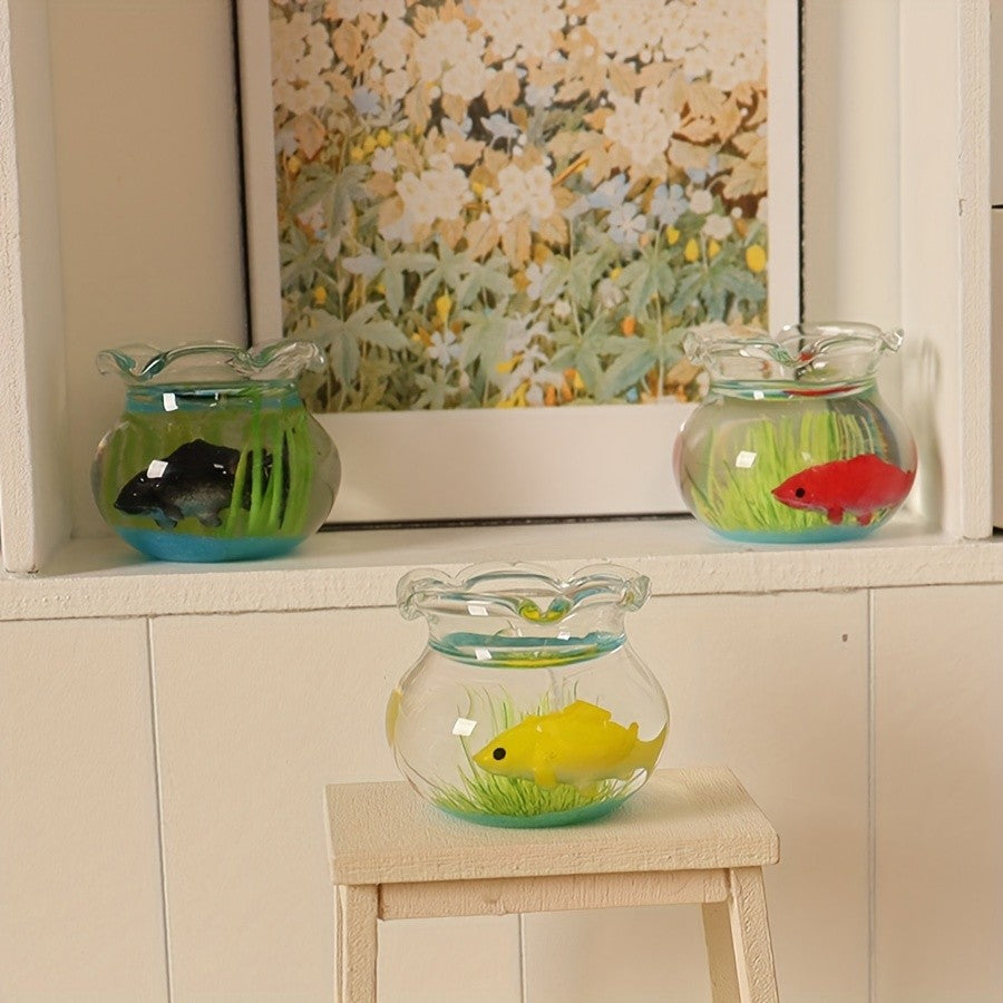 1 Goldfish Bowl, Miniature Pet Accessory, Dolls House Miniature, One Bowl Only