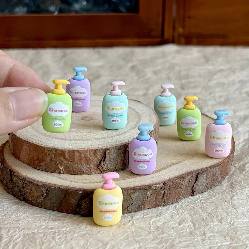 5 Random Shampoo Bottles, Dolls House Bathroom Accessory, Miniature Bottles
