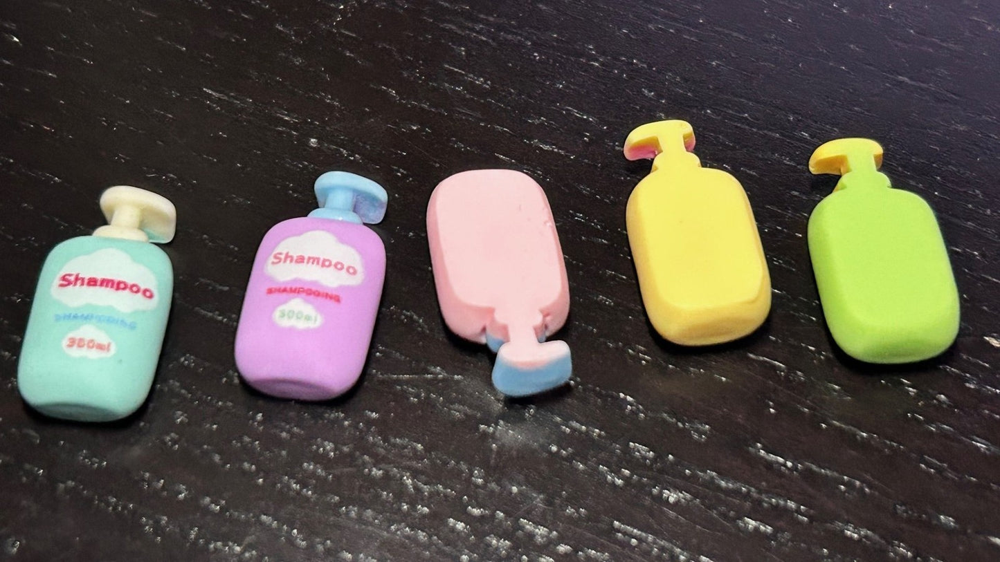 5 Random Shampoo Bottles, Dolls House Bathroom Accessory, Miniature Bottles