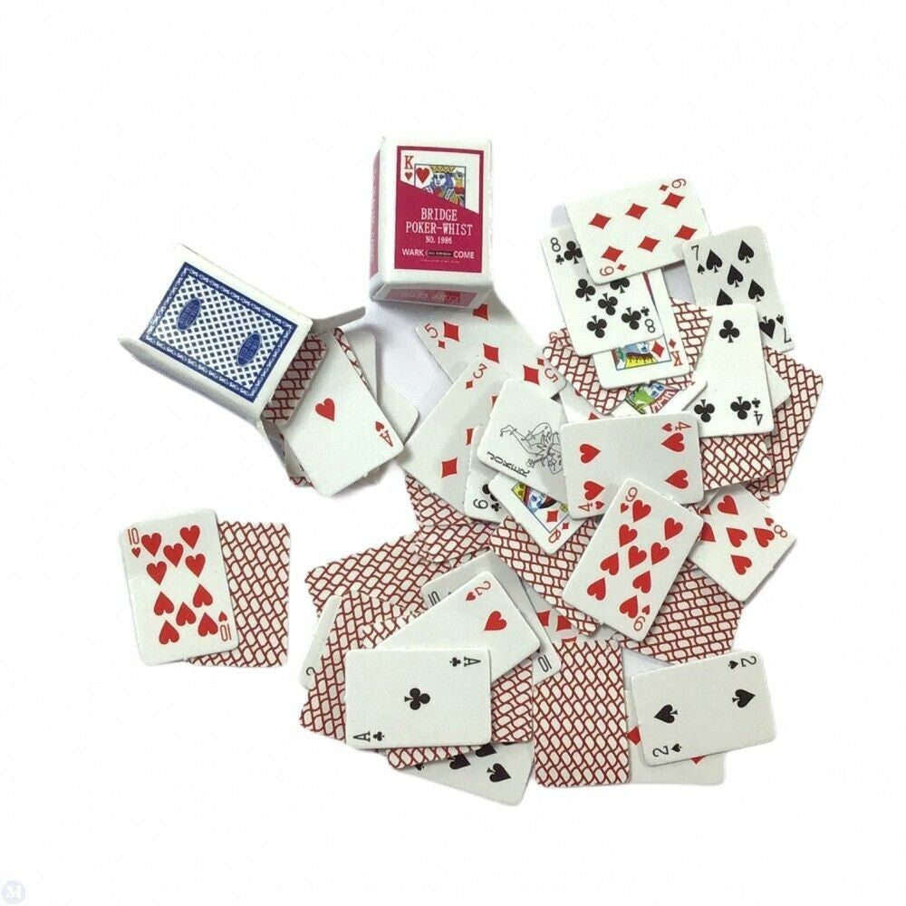 2 Sets Playing Cards, Miniatures, Approx 15mm by 10mm, Dolls House Accessories