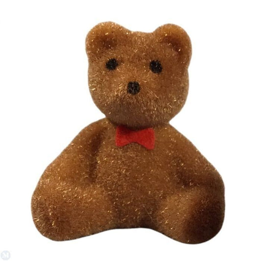 Flocked Sitting Teddy Bear, Dolls House Miniature, Nursery 1.12 Scale