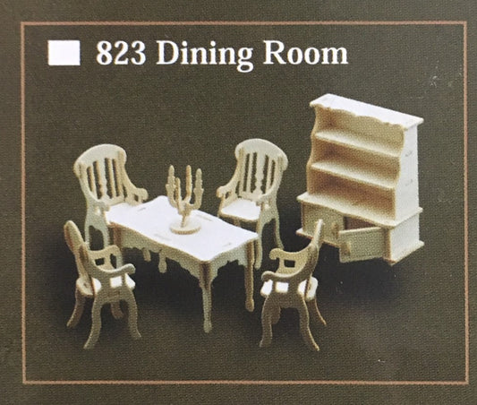 1/12th Scale Dining Room Furniture Set, Dolls House Miniatures, UK