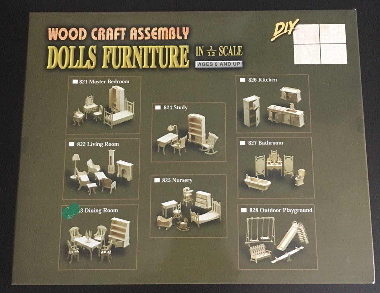 1/12th Scale Dining Room Furniture Set, Dolls House Miniatures, UK
