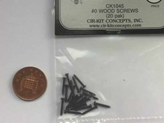 Wood Screws 20pk Black #1045, Doll House Miniature