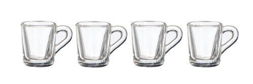4 Small Clear Mugs, Dolls House Miniature 1:12 Scale