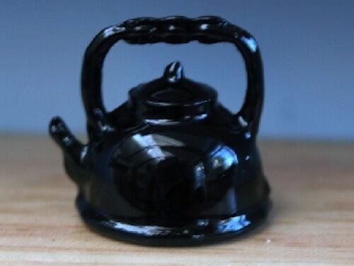 Small Black Kettle, Dolls House Miniatures, Kitchen cooking accessory