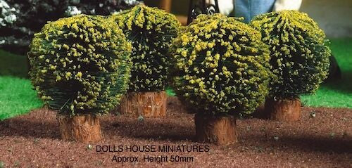 Four Small Round Bushes , Dolls House Miniature 1:12th Scale
