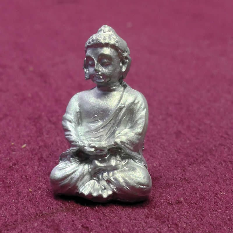 Silver Buddha Ornament, Doll House Miniatures, Accessory Ornamental Statue