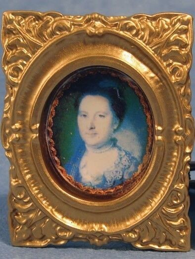Very Ornate Framed Lady Portrait Picture, Doll House Miniature Home Decor