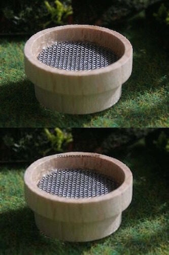 Two Garden Soil Sieves, Dolls House Miniature  1:12th Scale