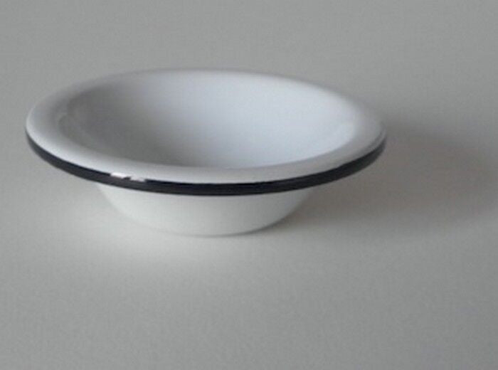 White Metal Bowl with Black Rim, Dolls House Miniature 1.12th Scale