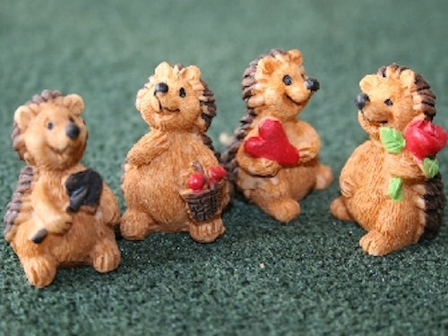 Four Happy Hedgehogs for a Dolls House, Miniatures, Pets & Animals 1.12 Scale