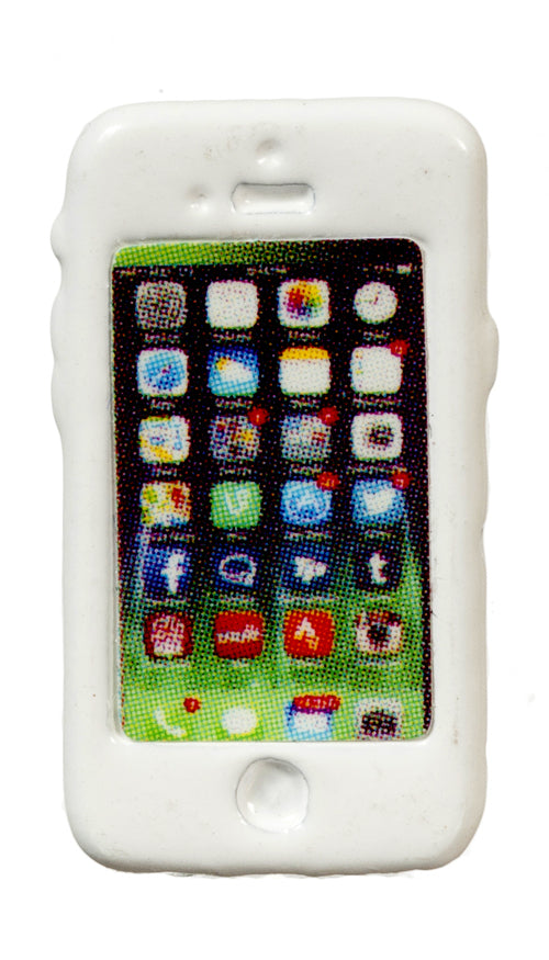 Smart Phone 6 White, Dolls House Miniature, Non Working Accessory, 1.12 Scale