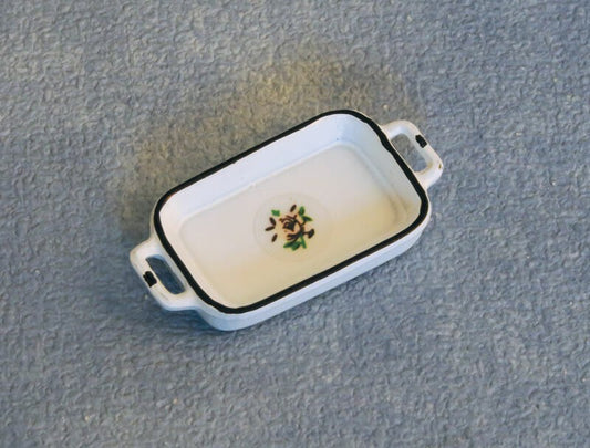White Enamel Tray, Dolls House Miniature Dining Accessory.