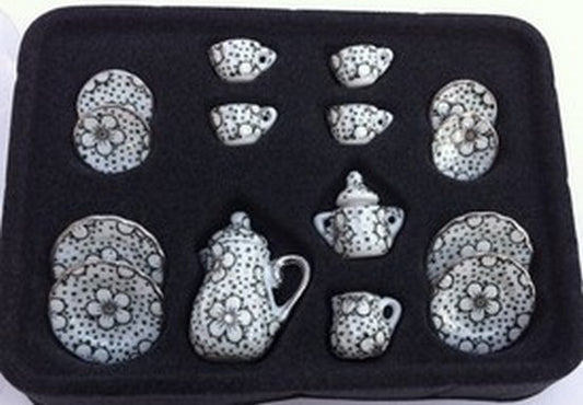 15 Piece 1930's Design Coffee Set Dolls House Miniature 1.12 Scale