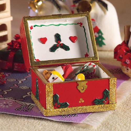 Chest of Christmas Treats, Dolls House Xmas, Miniatures, 1.12th Scale