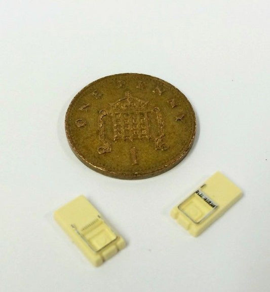 Two Tiny Mouse Traps, Doll House Miniature, 1.12 Scale,