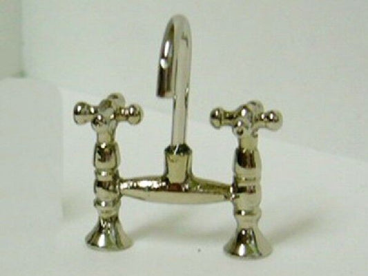 Silver Mixer Tap Dolls House Miniature Kitchen Bathroom Fitting 1/12 Scale