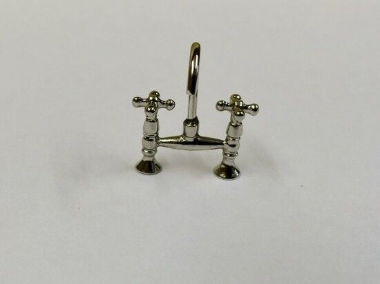 Silver Mixer Tap Dolls House Miniature Kitchen Bathroom Fitting 1/12 Scale