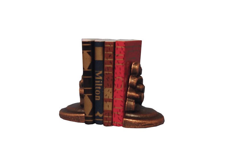 Set Of Books & Bookends, Doll House Accessory, Miniature Study / Library