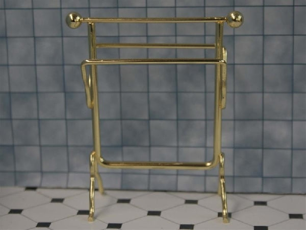 Gold Towel Rail, Dolls House Miniature, Bathroom Accessory 1/12 scale. Towels