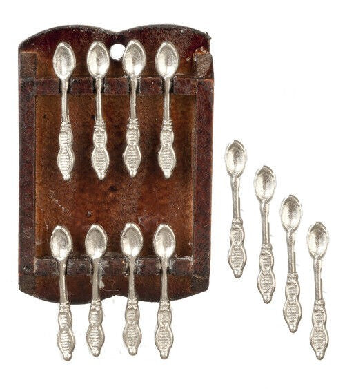 Spoon Rack With 8 Spoons, Dolls House Miniature, Kitchen Dining Accessory