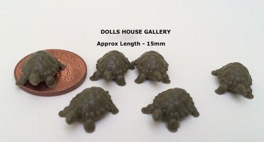 Set of Six Tiny Tortoises, Dolls House Miniature, Animal Miniatures 15mm Length