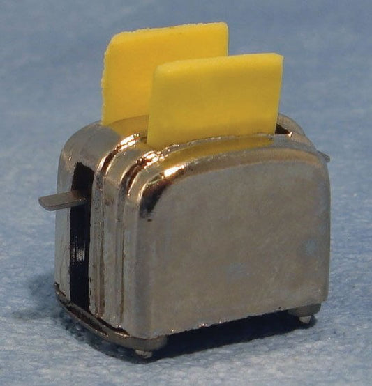 Silver Toaster And Toast, Dolls House Miniature, 1.12 Scale Kitchen Dining