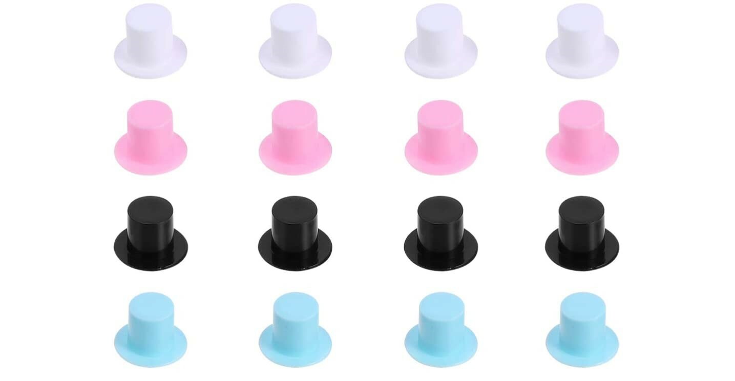 1 Pink Small Plastic Top Hat , Miniature Dolls House Miniatures Clothing