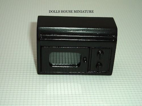 Black Microwave Oven, Dolls House Miniature Kitchen, Cooking 1.12 Scale
