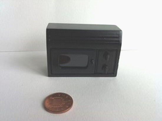 Black Microwave Oven, Dolls House Miniature Kitchen, Cooking 1.12 Scale