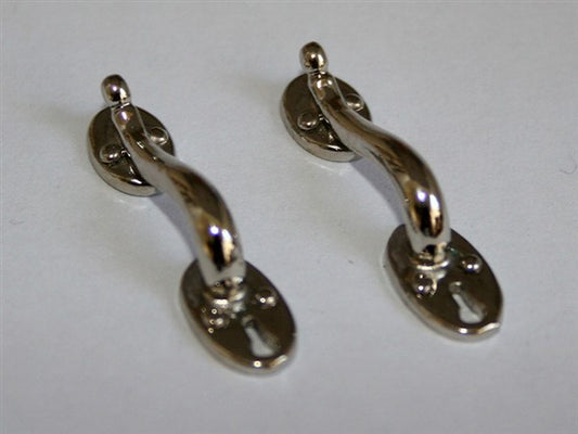 Pair Of Chrome Handles, Dolls House Miniatures, Miniature DIY