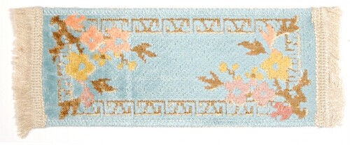 Peking Aqua Rug Made In Belgium, Dolls House Miniature Floor Accessory