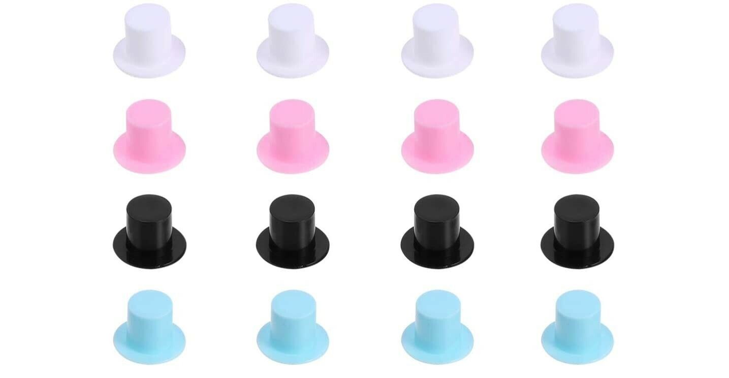 1 White Small Plastic Top Hat , Miniature Dolls House Miniatures Clothing