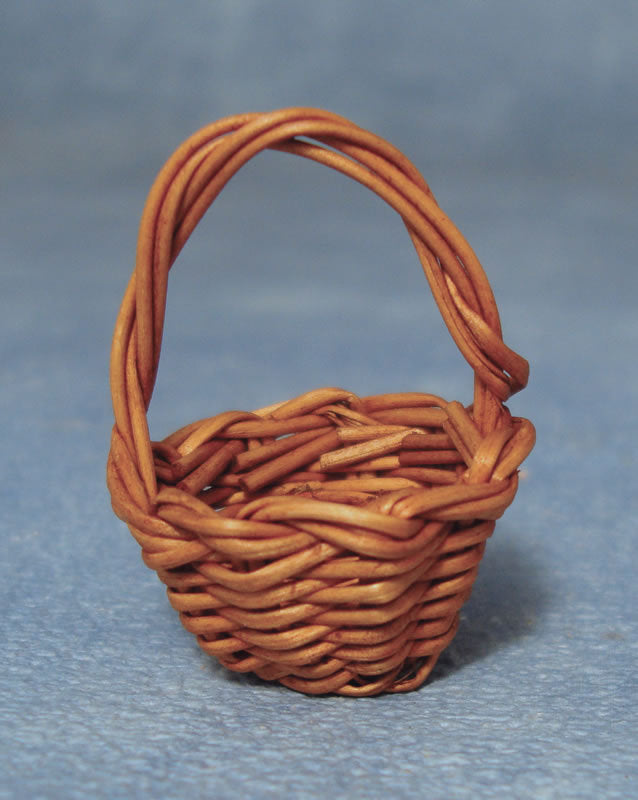 2 Small Dark Brown Shopping Baskets, Dolls House Miniatures.