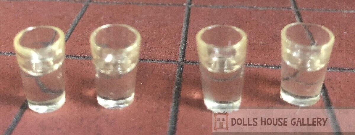 Four Filled Bistro Glasses, Doll House Miniature Kitchen & Dining Accessory