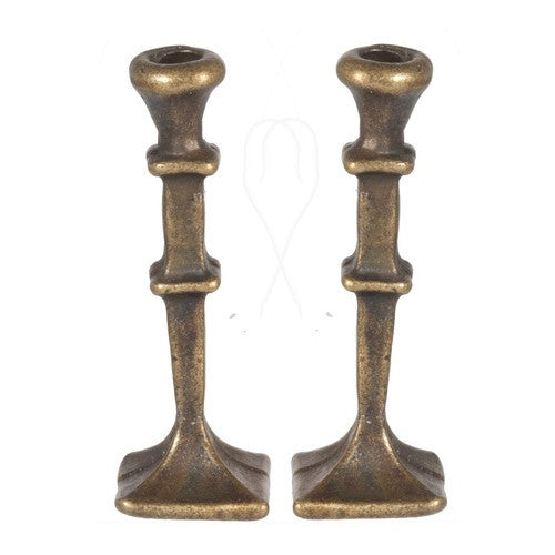 Pair Of Square Candlesticks, Dolls House Miniature, Ornamental