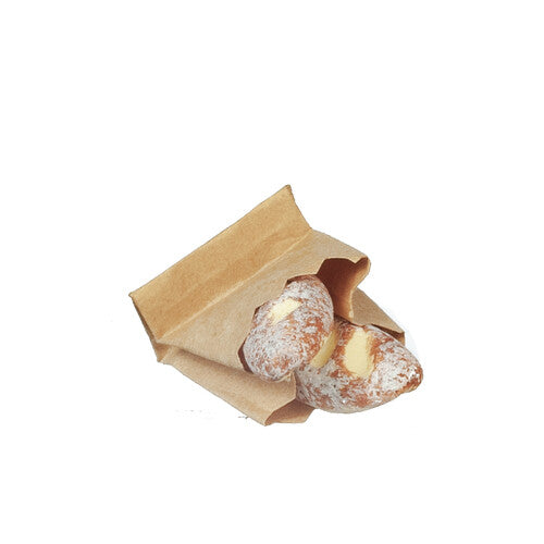 Bread Brown Bag, Dolls House Miniature Food, Kitchen Accessory, Baguette