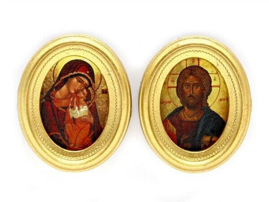 Byzantine Religious Iconography In Oval Frames Dolls House Miniature Wall Decor