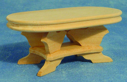 Bare Wood Oval Table, Dolls House Miniatures, 1.12 Scale Furniture