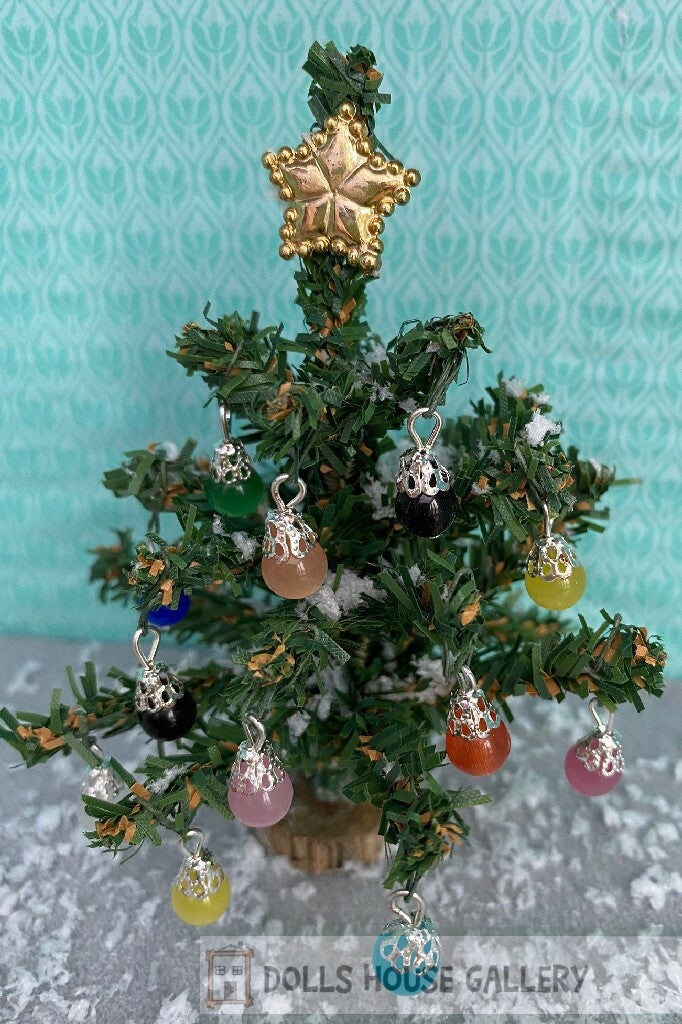 10 Handmade Cloudy Christmas Tree Baubles, Dolls House Miniature Christmas