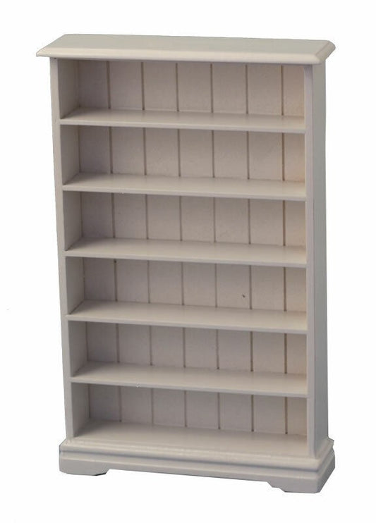 White Bookcase 6 Shelf, Wooden, Doll House Miniatures, Book Shelf