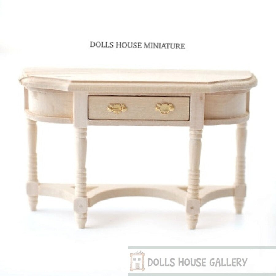 Plain Wood Hall Table with Opening Drawer, Dolls House Miniature, Furniture.
