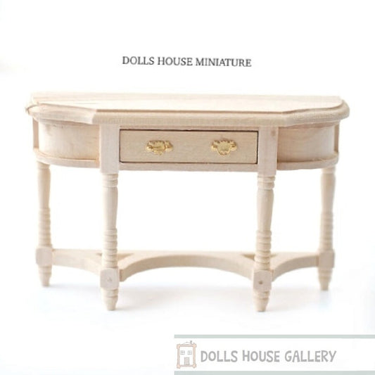 Plain Wood Hall Table with Opening Drawer, Dolls House Miniature, Furniture.
