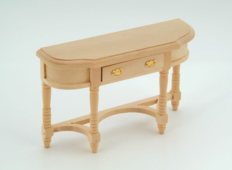 Plain Wood Hall Table with Opening Drawer, Dolls House Miniature, Furniture.